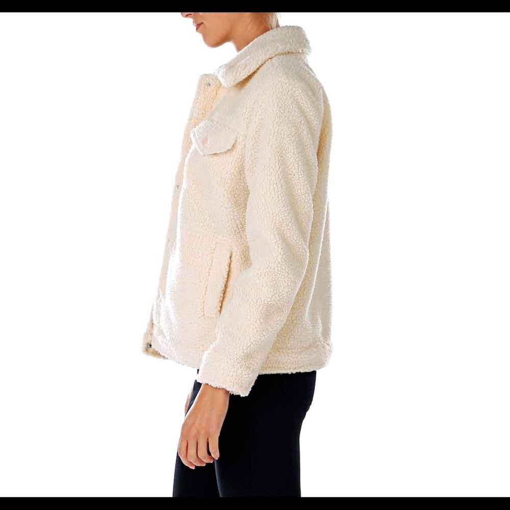 Pink Tartan cream Sherpa jacket small - like new